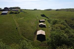Vue aérienne Ecolodges Ferme du Hitton