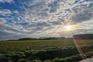 située à la campagne ( vue au bout de la rue à la sortie du village)