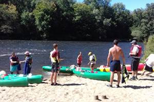 Arrivée sur la plage du camping