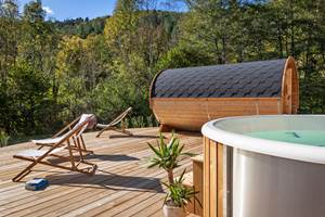 Espace spa exterieur sauna jacuzzi