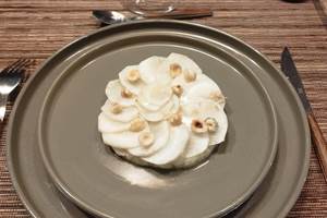 Carpaccio de topinambour et artichaut, huile de noisettes