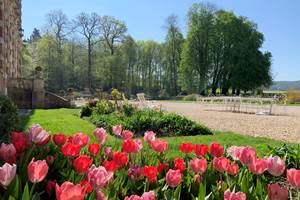 Cha^teau d'Auteuil Jardin tulipes roses