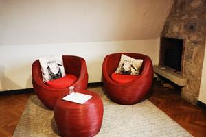 Les bois de Saint-Auvent, salon et cheminée