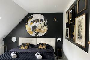 chambre noire et or gîte 10 - 14 personnes Normandie