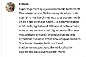 Commentaire via Airbnb