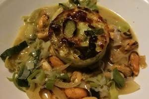 flan de legumes avec nage de coquillages