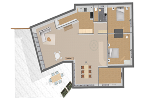 plan vue du dessus du rez de chaussée  / top view of ground floor