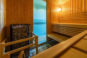 Espace sauna avec son poële finlandais