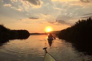 Abbartello kayak Corse, embouchure du Taravo au coucher du soleil