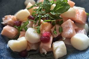 Carpaccio de truite et kiwi