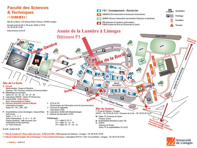 Plandu Domaine Universitaire de la Borie - Limoges