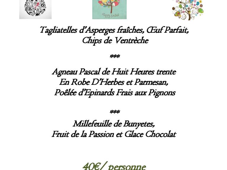 Menu de Paques 2017