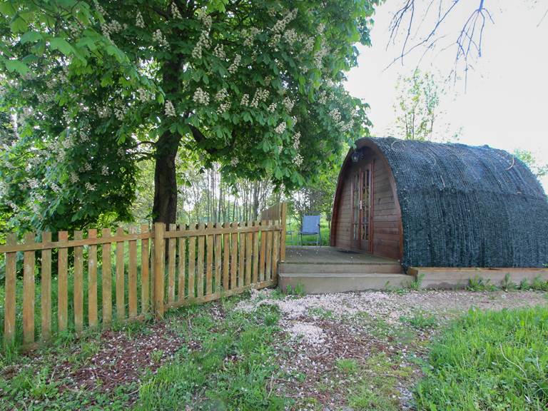 devant la cabane des Hobbits , terrasse privative