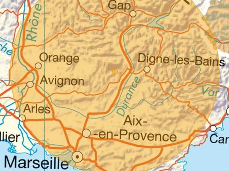 Zone de 100km à vol d'oiseau autour de Cruis - 11 mai 2020
