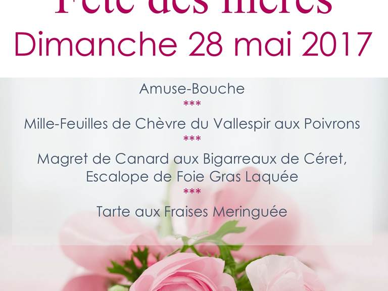 Menu fête des Mères 2017