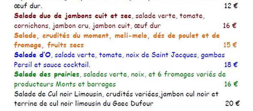 salades fraîcheur de l'été 2019 Le Ranch des Lacs 87120 - canicule